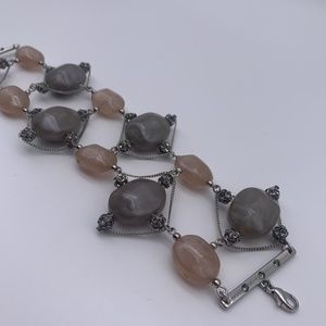 Pink and Grey Gemstone Bracelet